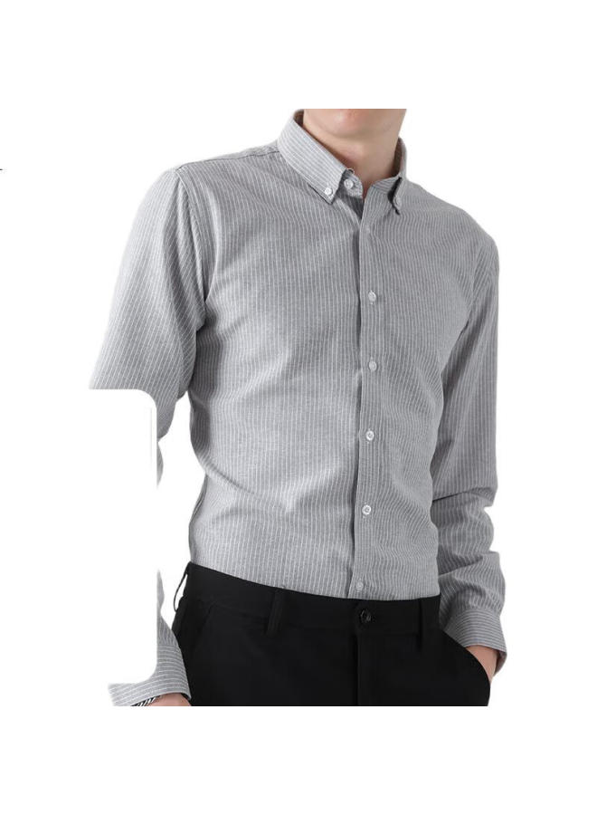 Romon Oxford Cotton Shirt For Men, Wrinkle-Resistant, Easy-Care, Long-Sleeve Casual Striped Shirt Jacket, Men'S Cyan, Xl - Image 2