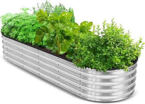 Utopia Home Galvanized Raised Garden Bed, 6 by 2 by 1 feet Lightweight Planter Boxes Outdoor with Easy Assembly, Large Garden Bed for Vegetables, Fruits, Flowers, Silver - Image 1