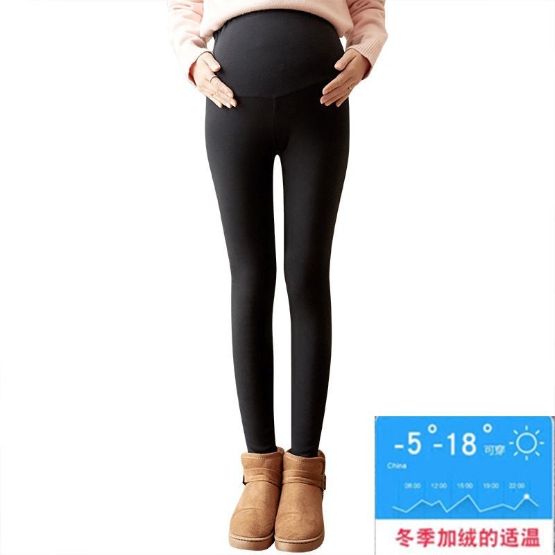 Maternity Velvet Hoodie Dress Autumn Winter Black Padded Pants 