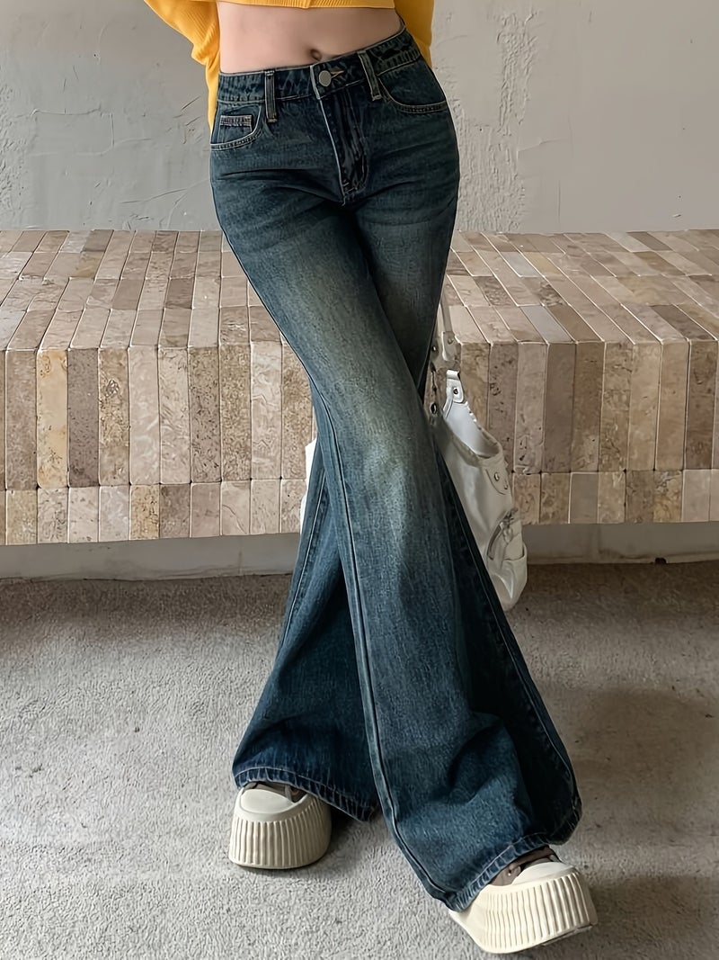 High-Waist Flared Jeans, Women'S Spring\u002FAutumn Extended Trousers, Tall Women'S Hoof Pants, Narrow Straight Long Pants - Image 2