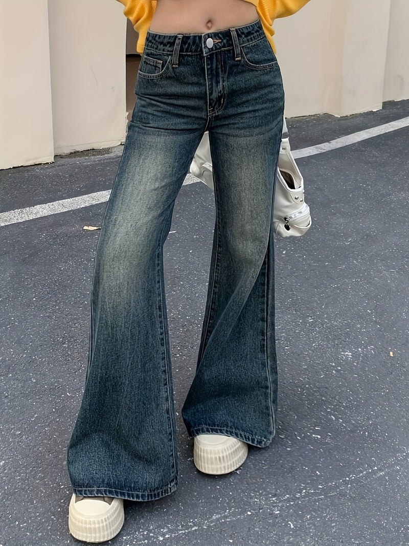 High-Waist Flared Jeans, Women'S Spring\u002FAutumn Extended Trousers, Tall Women'S Hoof Pants, Narrow Straight Long Pants - Image 5