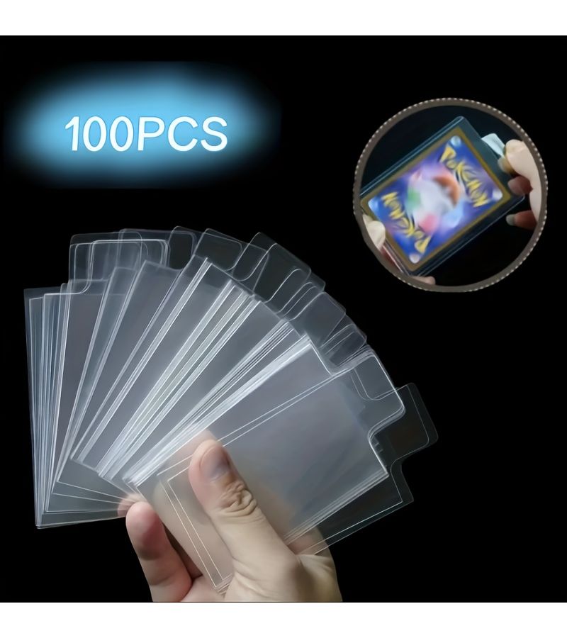 100 Pcs Transparent Plastic Card Holder Set For Trading Cards Easy Access No Damage Durable Card Holders - Image 1
