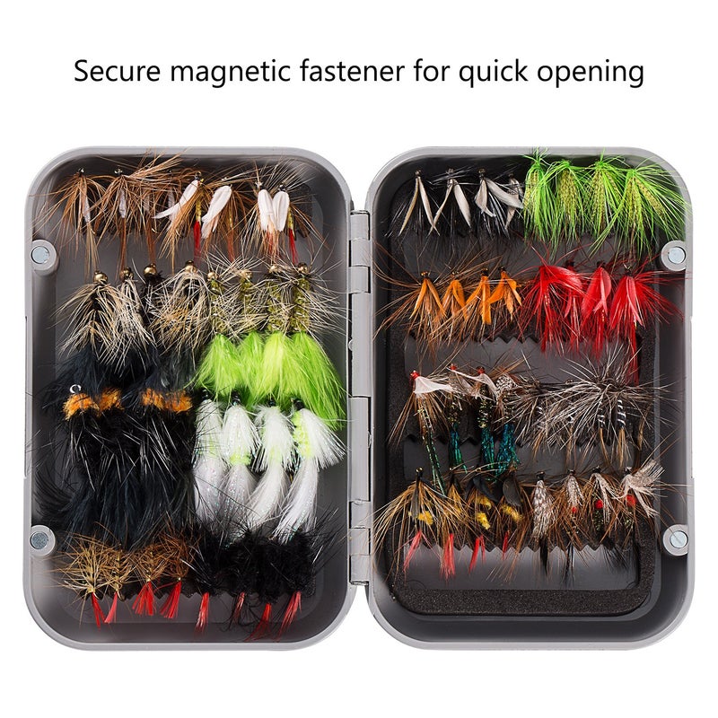 BASSDASH Fly Fishing Flies Kit Fly Assortment Trout Bass Fishing with Fly Box, 36/64/72/76/80/96pcs with Dry/Wet Flies, Nymphs, Streamers, Popper - Image 5