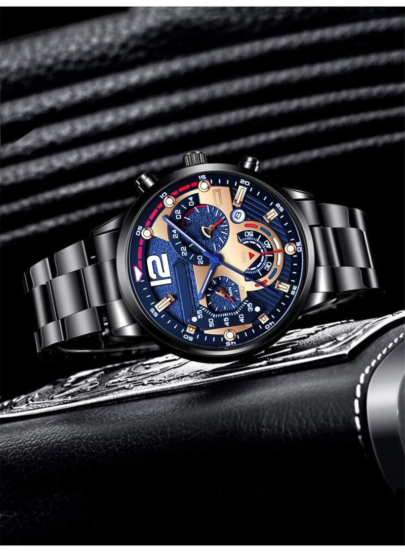 6pcs الفولاذ المقاوم للصدأ ساعة الكوارتز ، لوحة كبيرة من السهل قراءة ساعة الكوارتز ، مناسبة له هدية عيد ميلاده المثالية - Image 2