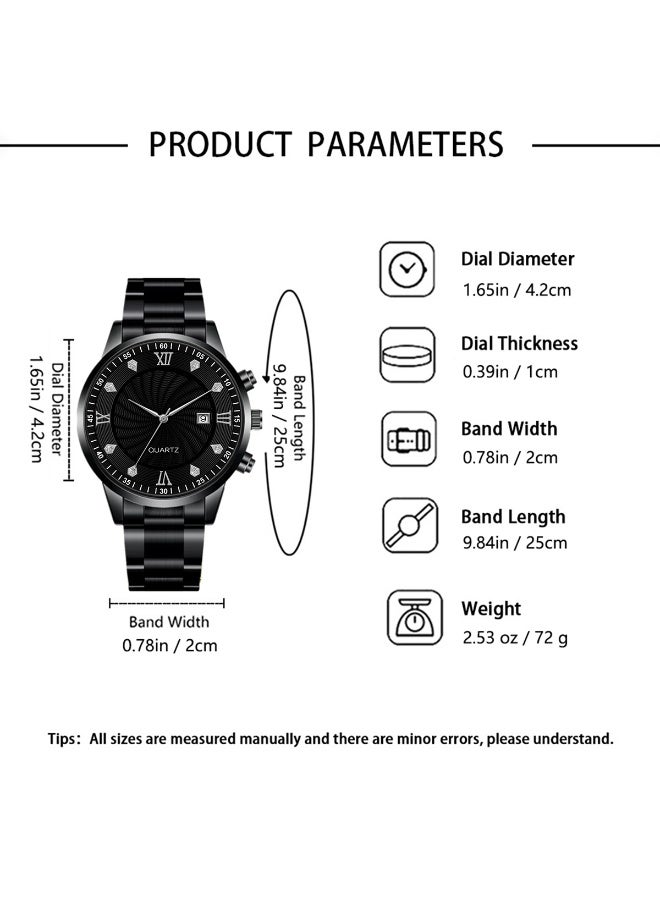 6pcs الفولاذ المقاوم للصدأ ساعة الكوارتز ، لوحة كبيرة من السهل قراءة ساعة الكوارتز ، مناسبة له هدية عيد ميلاده المثالية - Image 5