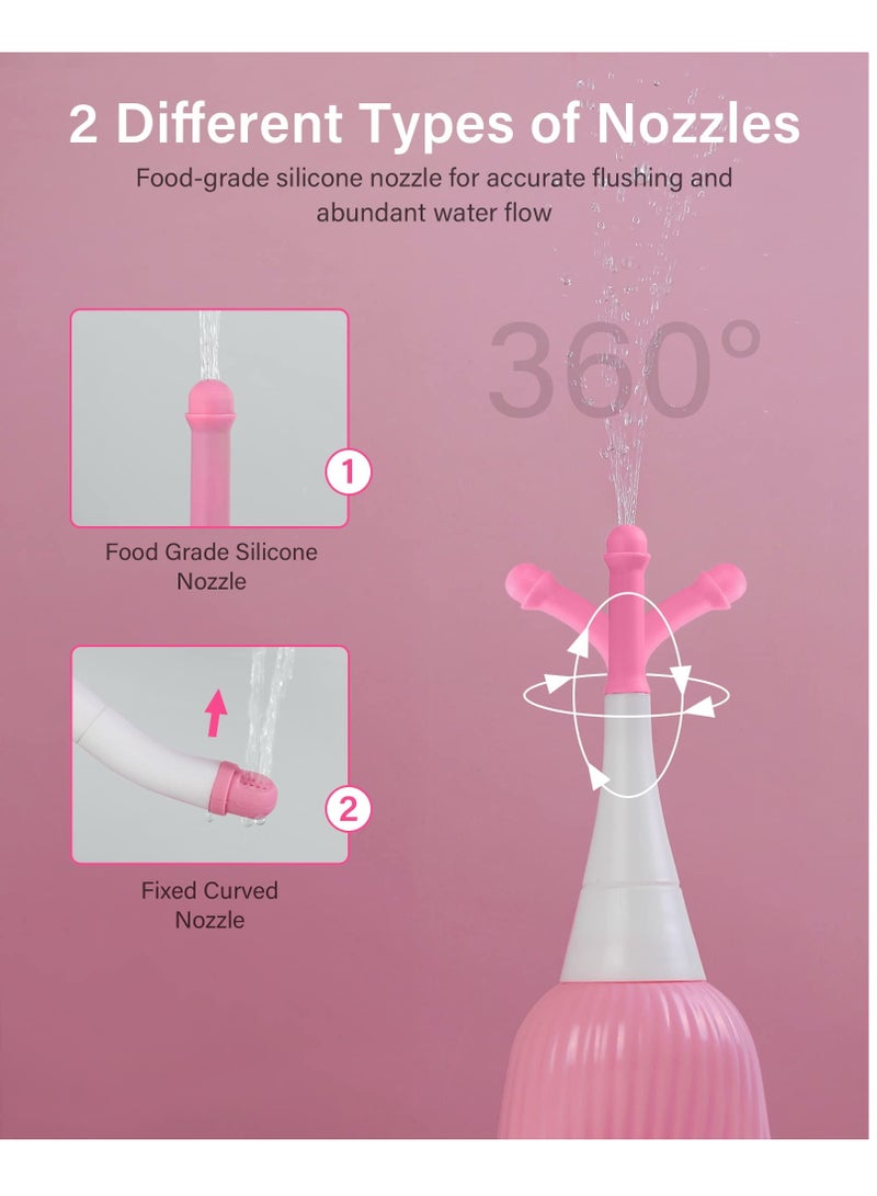 Portable Peri Bottle for Postpartum Care Travel Bidet with 2 Silicone Nozzles, Cleaning Brush and Travel Bag  450ml Capacity - Image 4