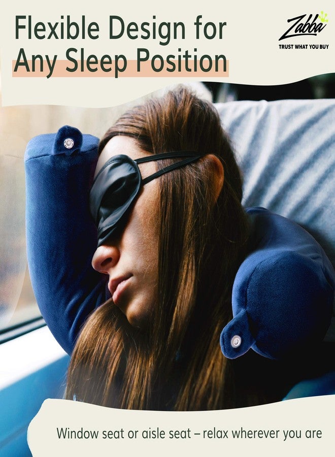 Fern and Willow Neck Pillow for Travel - Bendable Twist Memory Foam Traveling Pillows for Airplane & Car, Provides Head, Shoulder, and Chin Support - Navy Blue - Image 4