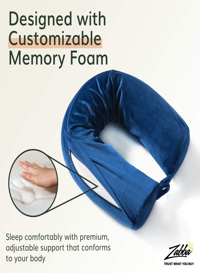 Fern and Willow Neck Pillow for Travel - Bendable Twist Memory Foam Traveling Pillows for Airplane & Car, Provides Head, Shoulder, and Chin Support - Navy Blue - Image 3