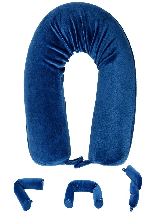 Fern and Willow Neck Pillow for Travel - Bendable Twist Memory Foam Traveling Pillows for Airplane & Car, Provides Head, Shoulder, and Chin Support - Navy Blue - Image 1