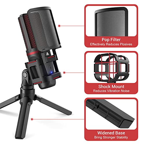 Audio Array AM-C6 USB Plug & Play Condenser Microphone Kit | with pop-Filter & Shock Mount | 3.5 mm No Latency Monitoring, Volume Control & Mute Button | Gaming, Podcasting & Streaming - Image 4