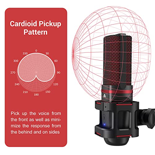 Audio Array AM-C6 USB Plug & Play Condenser Microphone Kit | with pop-Filter & Shock Mount | 3.5 mm No Latency Monitoring, Volume Control & Mute Button | Gaming, Podcasting & Streaming - Image 5