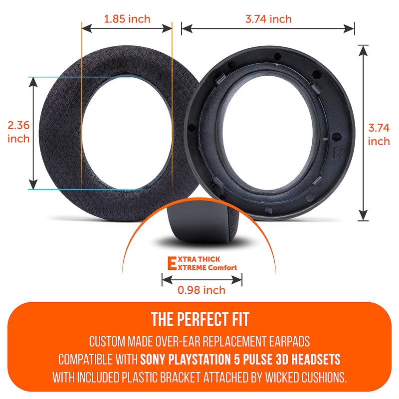 WC Freeze Pulse 3D - Cooling Gel Earpads Compatible with Sony PS5 Pulse 3D, Made by Wicked Cushions | Thicker Cushion & Wider Opening | Black - Image 5