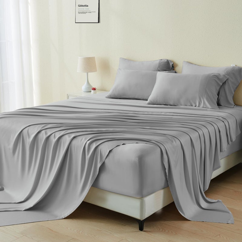 GOKOTTA Queen Sheet Set 100 Tanboocel Rayon Derived from Bamboo Sheets Queen Size 6 Pieces Set Soft Silky Breathable Sheets16 Pocket Queen Sheets with Elastic Corner Straps Moisture Wicking