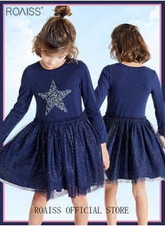 roaiss Toddler Girl Tulle Dress Autumn Cute Cartoon Pattern Cotton Dress Sequins Daily Baby Girl Casuals Dress Long Sleeve  - Image 2