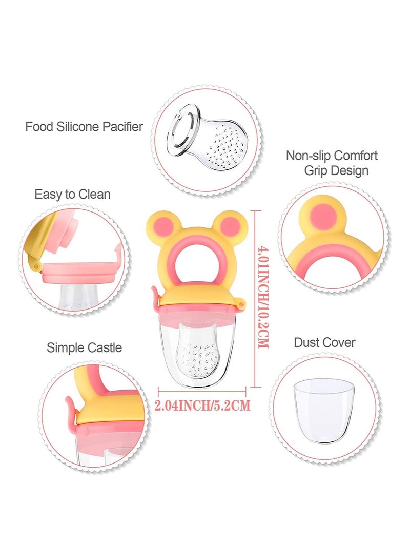Captaintech Baby Fruit Food Feeder Pacifier, 4 Piece Fresh Food Feeders, Baby Fruit Teething Toys, Silicone Feeders and Teething Gum for Baby Safe Self Feeding, BPA Free Teething Toys - Image 2