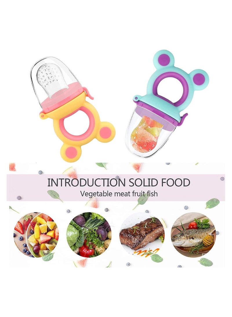 Captaintech Baby Fruit Food Feeder Pacifier, 4 Piece Fresh Food Feeders, Baby Fruit Teething Toys, Silicone Feeders and Teething Gum for Baby Safe Self Feeding, BPA Free Teething Toys - Image 4