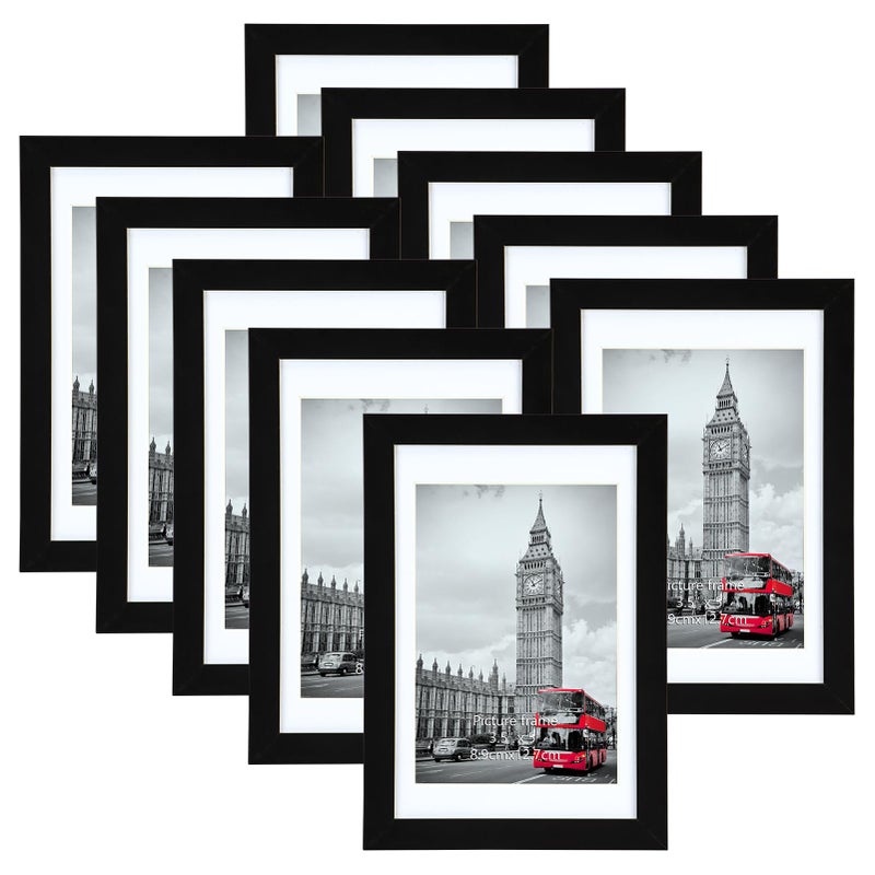 Giftgarden 4x6 Picture Frame Set of 10 Matted to 35x5 Photos with Mat or 6x4 Pictures without Mat Multi Black Frames for Tabletop Wall Display