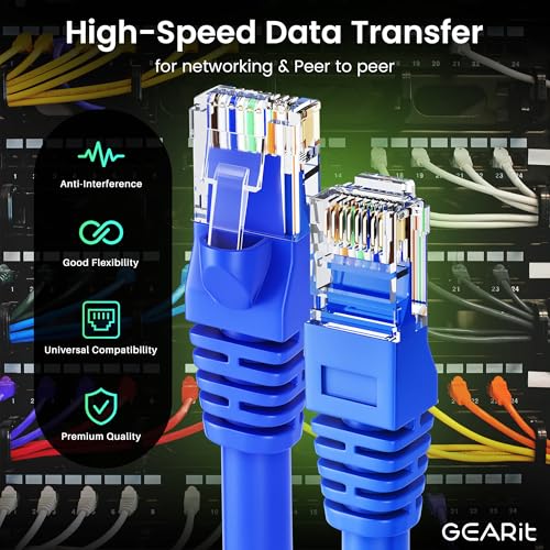 GearIT Cat 6 Ethernet Cable Pack - 10-Pack 3 ft Cat6 Ethernet Patch Cables | RJ45 Network Patch Cable, 10 Gbps Snagless Gold-Plated Connectors - Ethernet Cable Cat 6 for PC, TV, Router - Blue - Image 3