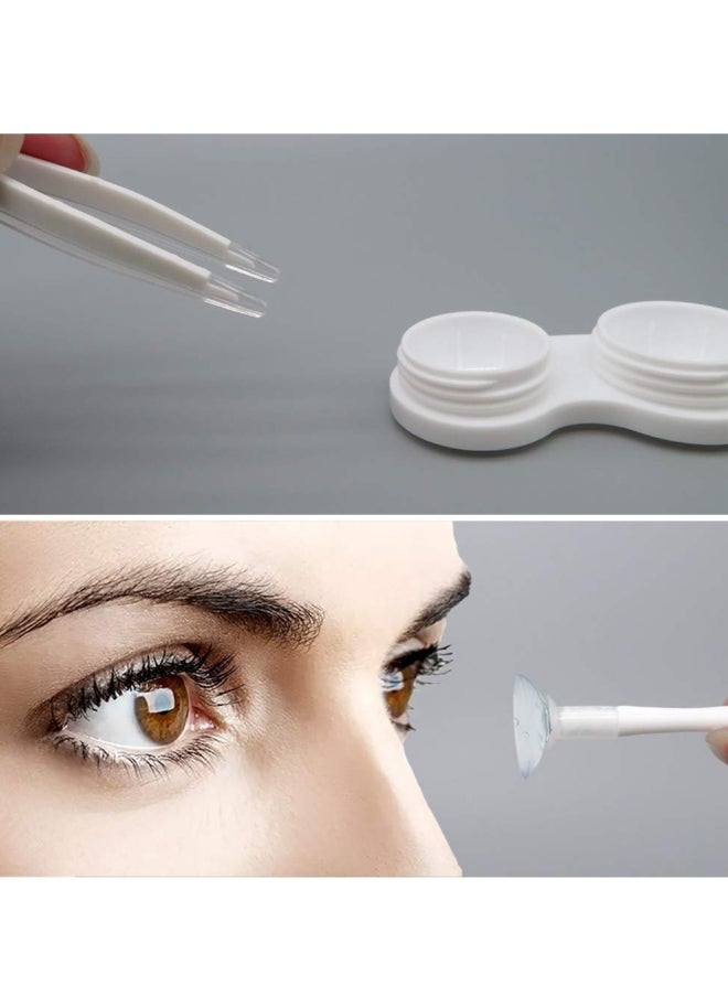 Generic Contact Lens Case, Portable Cute Eye Contacts Colored Lenses Remover Tool Kit with Mirror Tweezers Solution Bottle for Travel Daily Outdoor (Square, Rose Gold)  - Image 3
