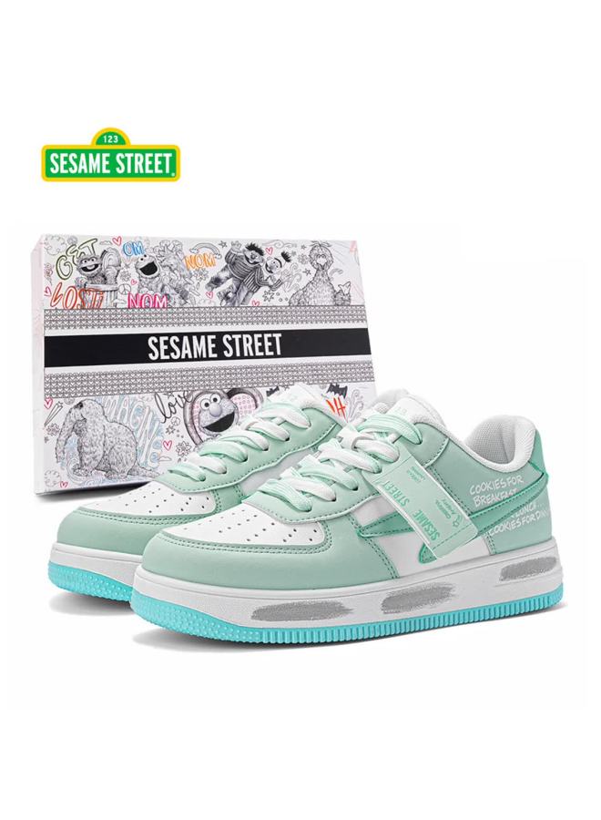 Sesame Street Uni Trendy Sneakers Casual White Graffiti Couple Flat Shoes Cheese White Green Size 40 - Image 1
