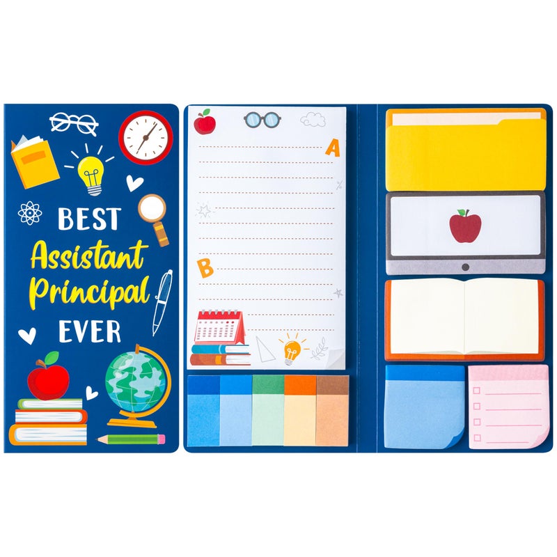 Xqumoi Best Assistant Principal Ever Sticky Notes Set - School Assistant Principal Self-Stick Note Pads Thank You Appreciation Gift Writing Memo Pad Page Marker Back to School Office Supplies - Image 1