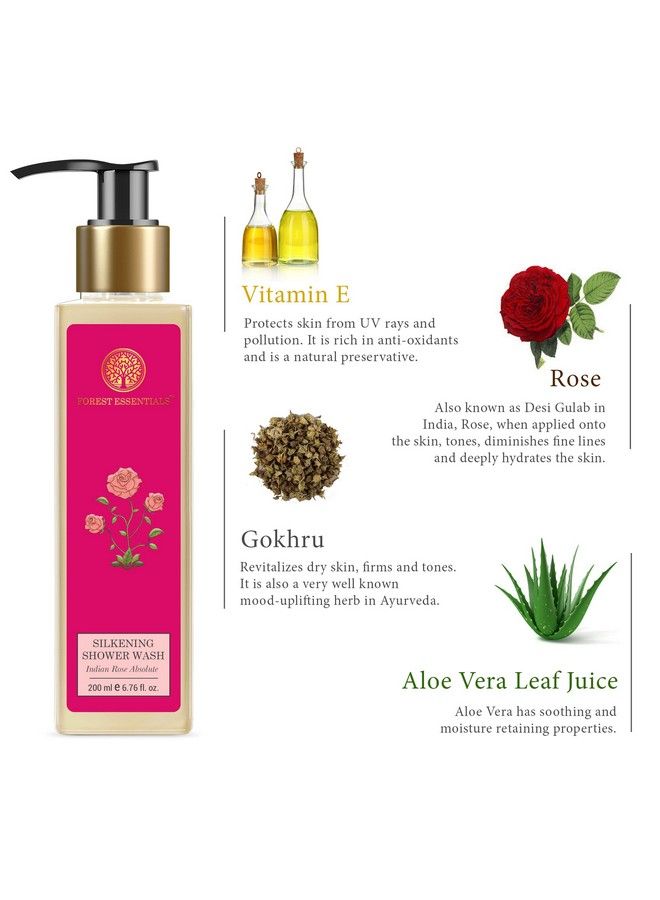 Forest Essentials Silkening Shower Wash Indian Rose Absolute 200 Ml - Image 4