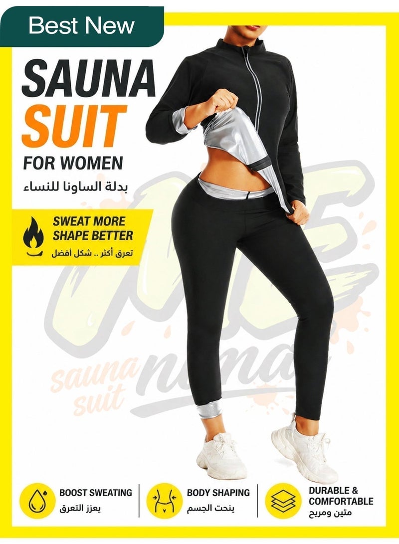 me-nimal Sauna Suit for Women | Long Sleeve Top + High-Waist Pants | Sweat Enhancement & Body Shaping Workout Set - Image 1