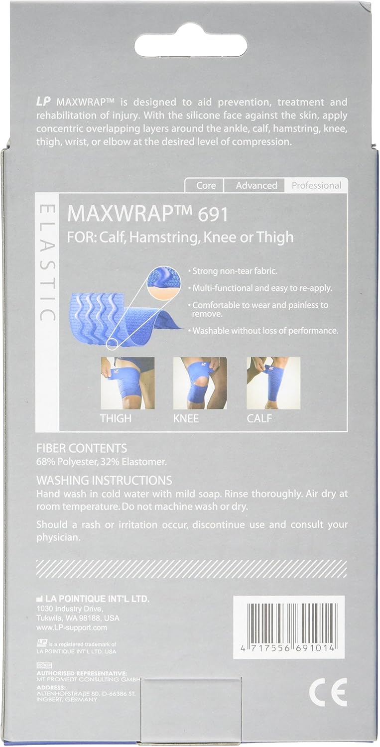 LP SUPPORT LP Calf Hamstring Knee or Thigh Max Wrap Support Wrap Designed to Aid Prevention Treatment and Rehabilitation of Injury Blue One Size - Image 2