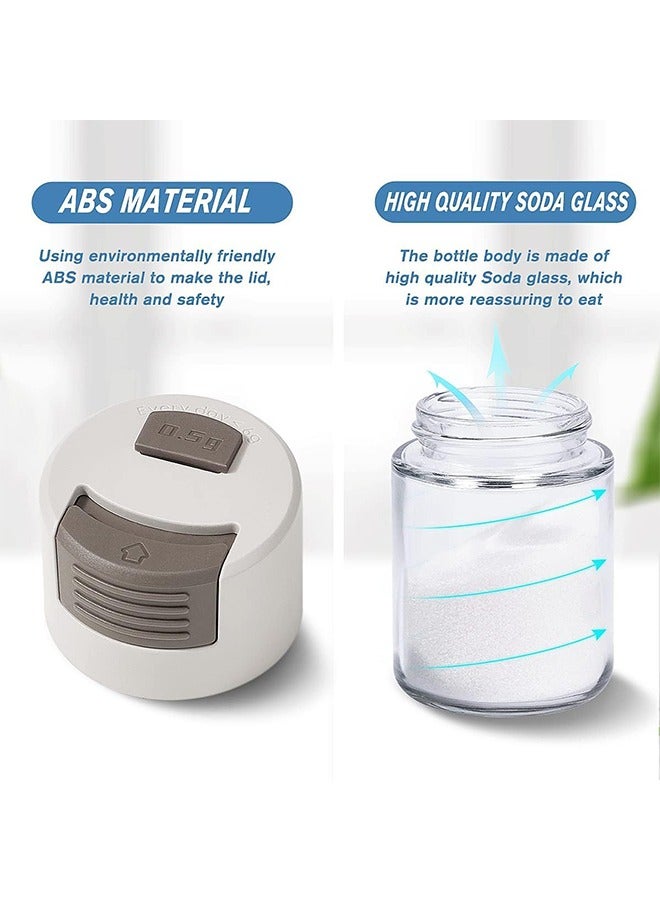 Metering Salt Shaker, Glass Metered Salt Dispenser, Press Type Quantitative Salt Glass Seasoning Bottle, Can Spice Salt Cumin Powder Pepper Shakers BBQ Condiment Seasoning Bottle（Blue）  - Image 4