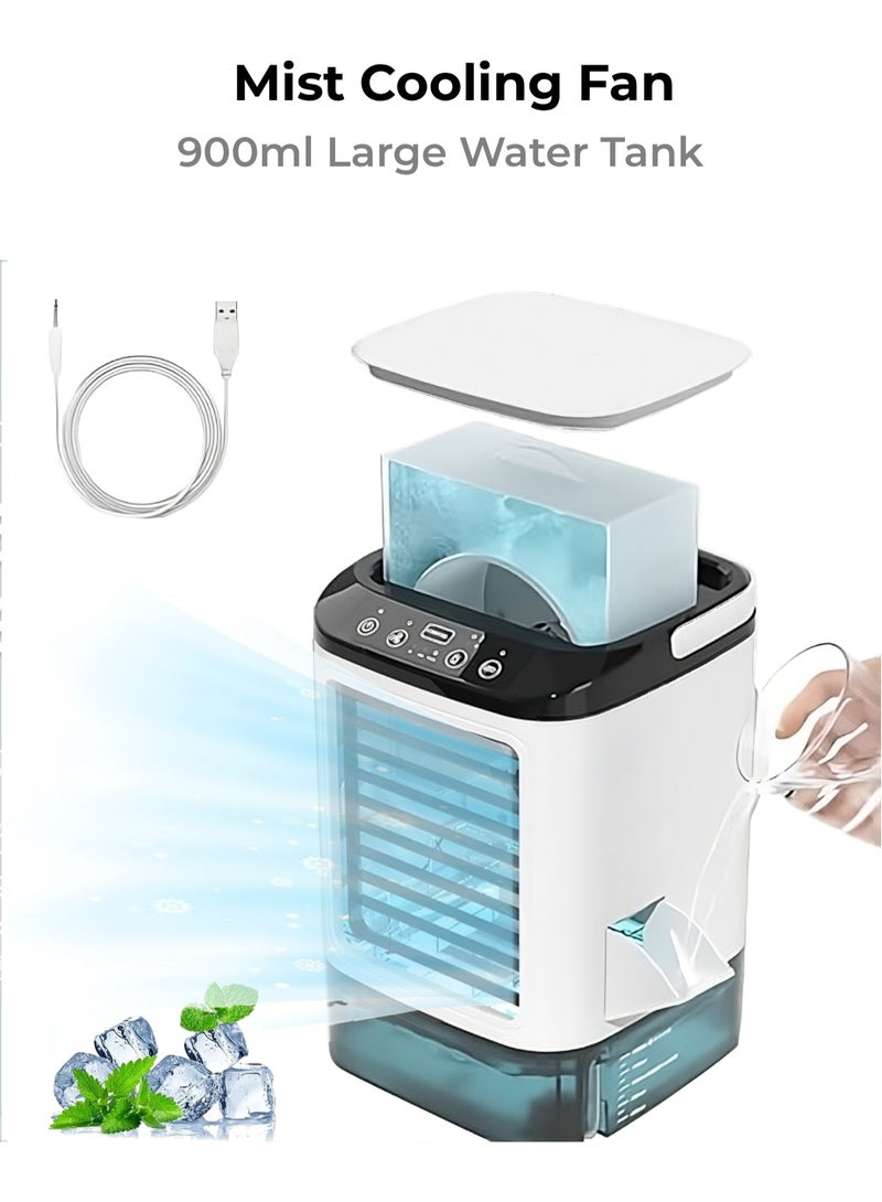 Misting Cooling Fan - 900ml Water Tank & Ice Box, Faster Cooling vs Regular Desk Fans, Water Fan with 36dB Brushless Motor, 3 Speeds & Timer - Image 1