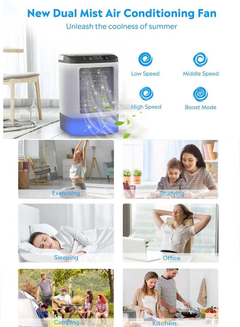 Misting Cooling Fan - 900ml Water Tank & Ice Box, Faster Cooling vs Regular Desk Fans, Water Fan with 36dB Brushless Motor, 3 Speeds & Timer - Image 5