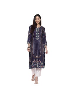 BIBA Rayon Women Printed Straight Mix and Match Kurta (Assorted19754_Navy_32)