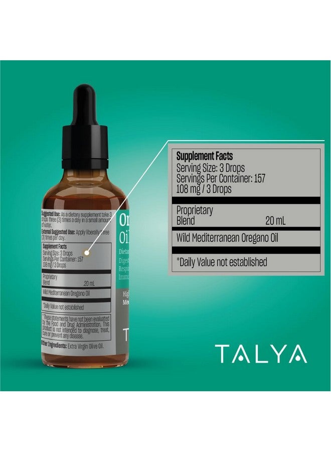 TALYA Oregano Oil 0.67 fl.oz | Oil of Oregano Liquid | Immune Support, High Carvacrol, Digestive Health | Non-GMO | Vegan | Mediterranean Oregano - Image 2