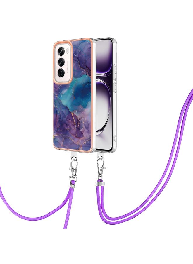 S-TOP Case For OPPO Reno12 Global Electroplating Marble Dual-side IMD Phone Case with Lanyard - Image 1