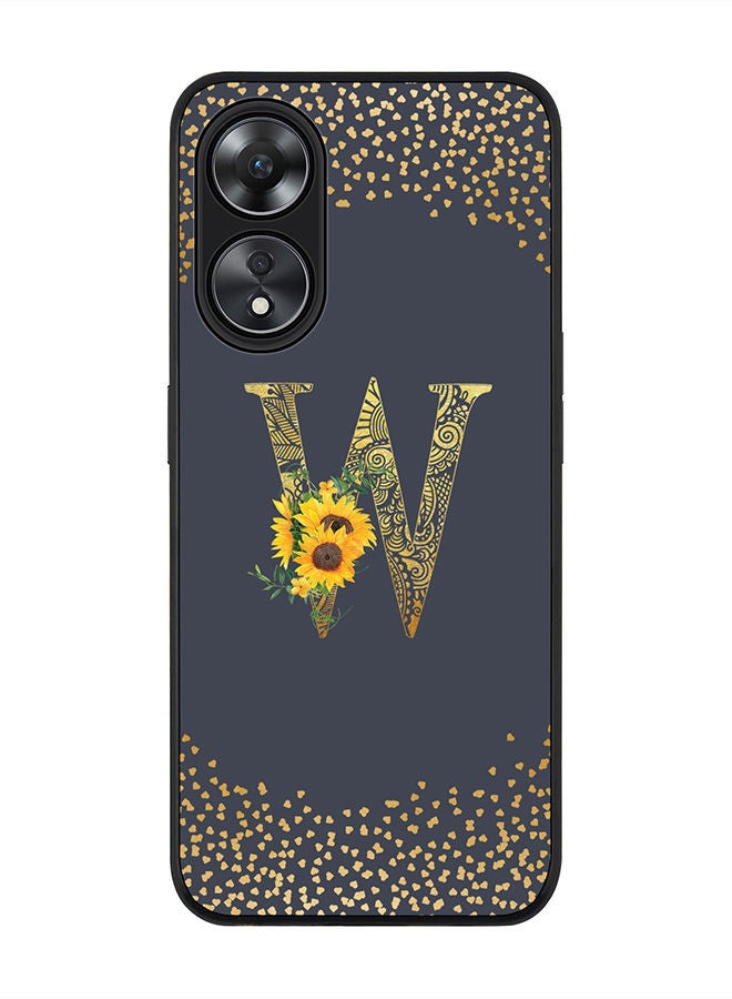 Stylizedd Rugged Black edge case for Oppo A78 5G / Oppo A58 5G Slim fit Soft Case Flexible Rubber Edges Anti Drop TPU Gel Thin Cover -  Custom Monogram Initial Letter Floral Pattern Alphabet - W  (Grey ) - Image 1