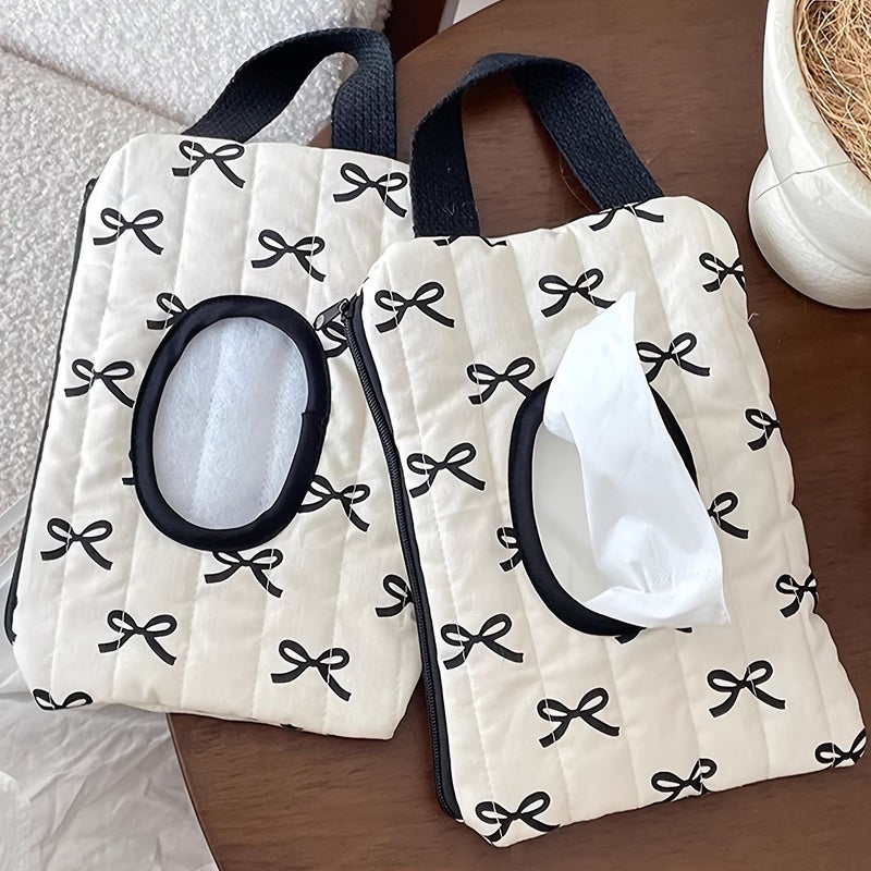 Black Bow Shape Tissue Holder Portable Storage Pouch For Living Room Stroller Car Decoration - Image 5