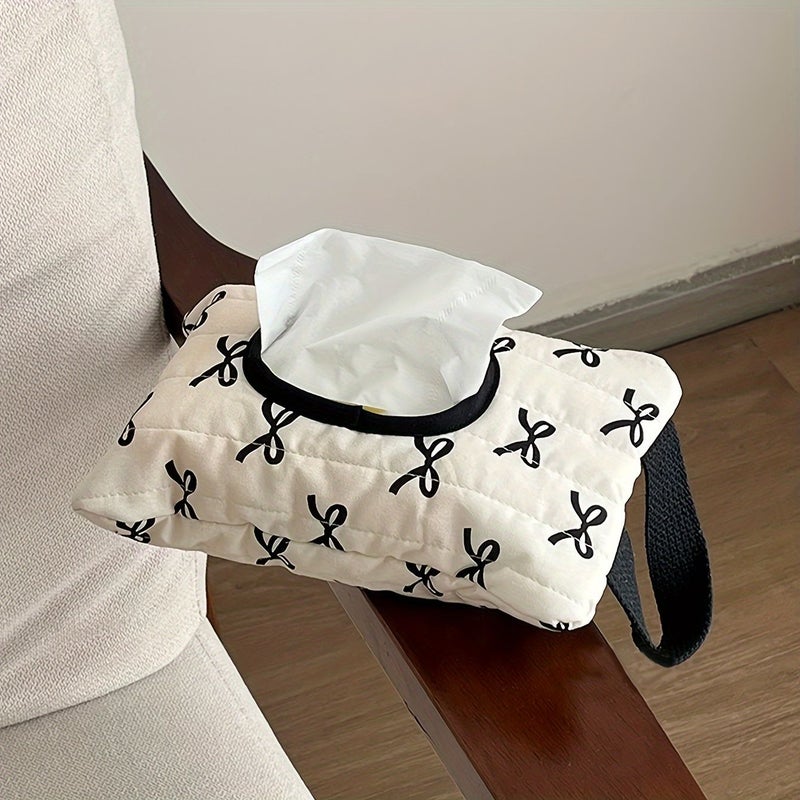 Black Bow Shape Tissue Holder Portable Storage Pouch For Living Room Stroller Car Decoration - Image 4