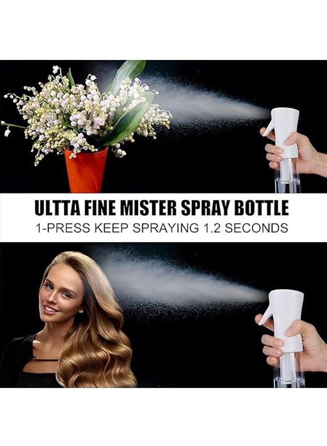2 Pack 300ml Press Fine Mist Spray Bottles, Hair Mist Sprayer Ultra Fine Water Mister for Hairstyling, Cleaning, Salons, Plants, Pet Care, Transparent Black and White - Image 5