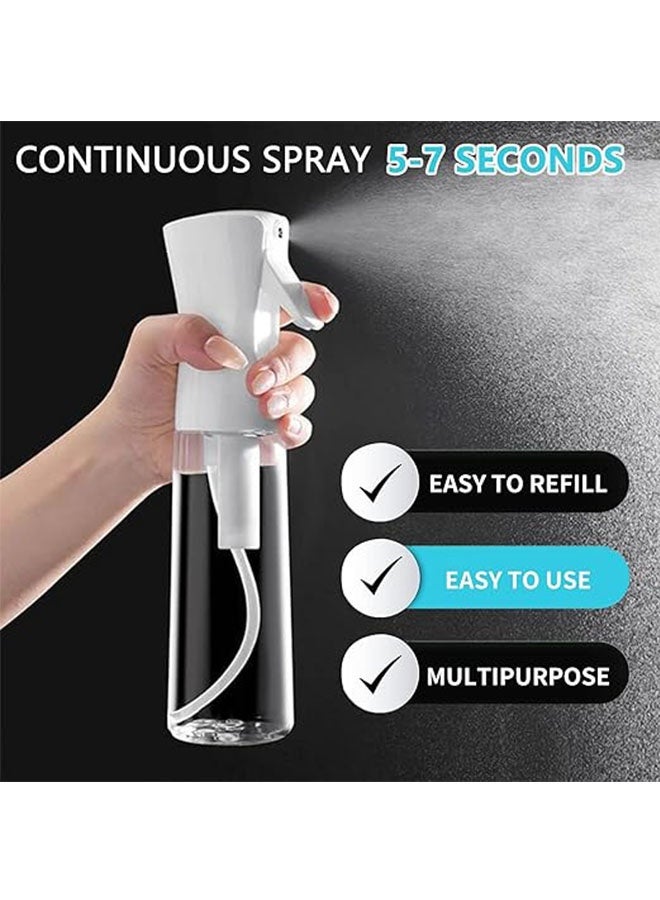 2 Pack 300ml Press Fine Mist Spray Bottles, Hair Mist Sprayer Ultra Fine Water Mister for Hairstyling, Cleaning, Salons, Plants, Pet Care, Transparent Black and White - Image 4