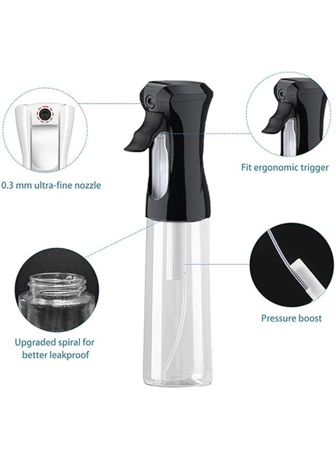 2 Pack 300ml Press Fine Mist Spray Bottles, Hair Mist Sprayer Ultra Fine Water Mister for Hairstyling, Cleaning, Salons, Plants, Pet Care, Transparent Black and White - Image 3