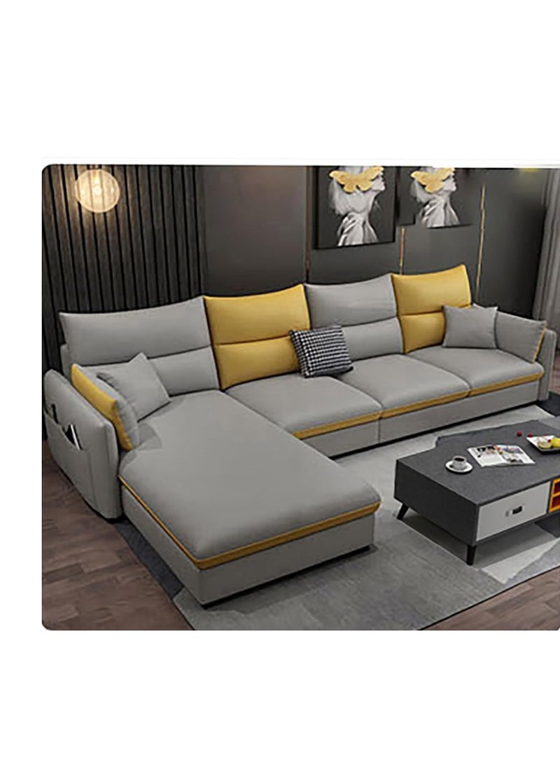 Comfynest Comfynest Modern L-Shaped Sectional Sofa – Right-Facing Mid-Century Mini Loveseat with Armrest, Corner Couch for Living Room or Bedroom, Light Grey Faux Leather  - Image 1