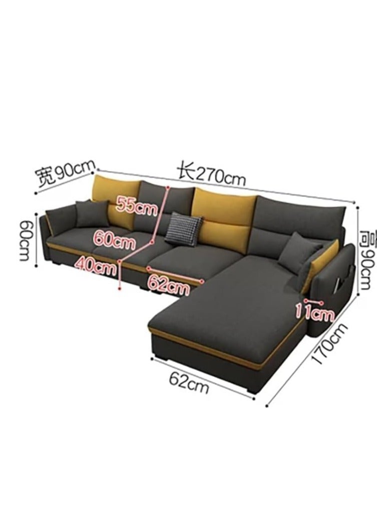 Comfynest Comfynest Modern L-Shaped Sectional Sofa – Right-Facing Mid-Century Mini Loveseat with Armrest, Corner Couch for Living Room or Bedroom, Light Grey Faux Leather  - Image 2