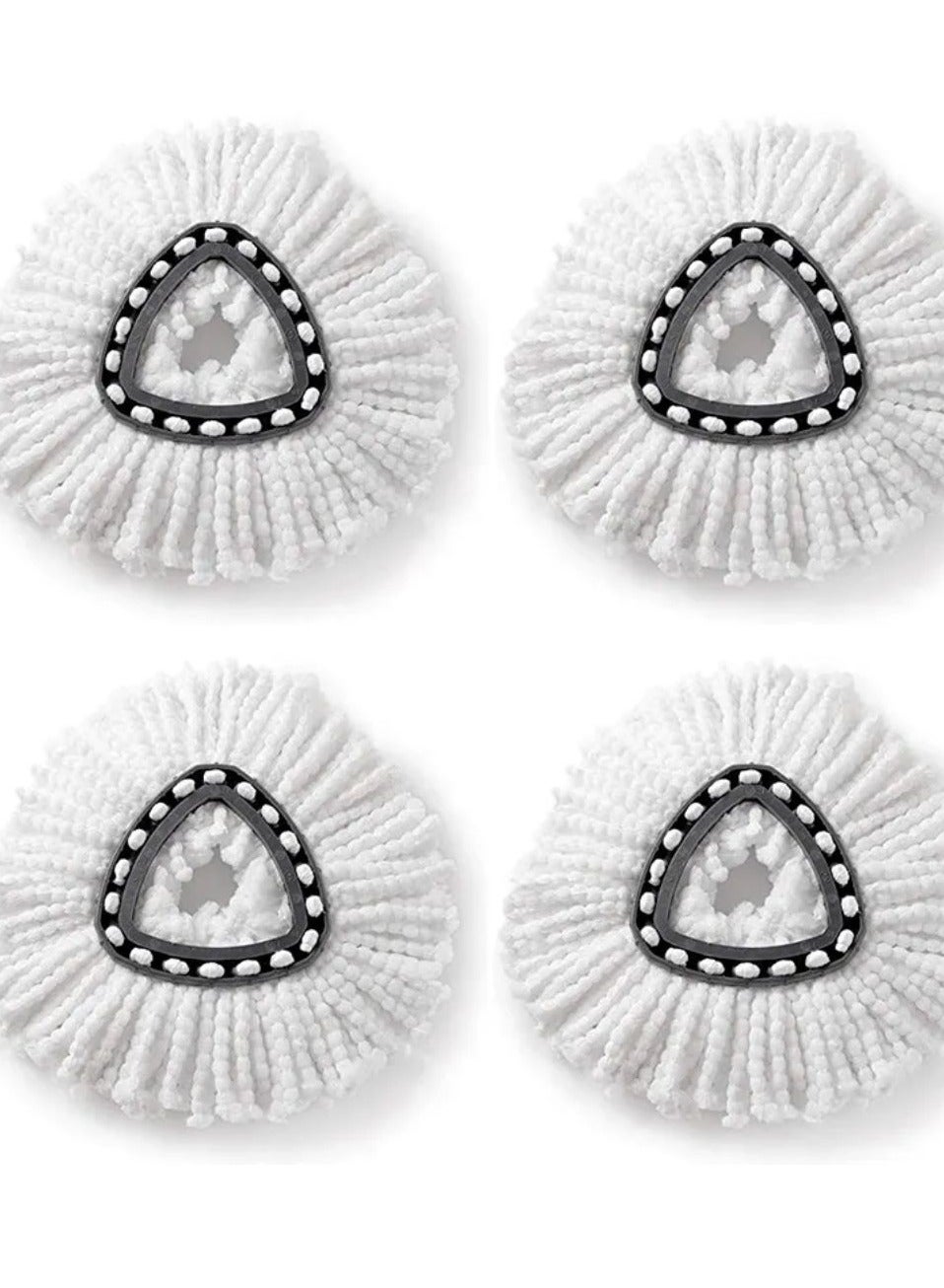 Zalcoon Spin Mop Heads Replacement Compatible with Vileda / O-cedar Easy Wring Spin Mop & Bucket System, O - Ceda Dust Mop Head Replacement for Floor Cleaning, Triangle Shape (Pack of 4 Pieces) (White