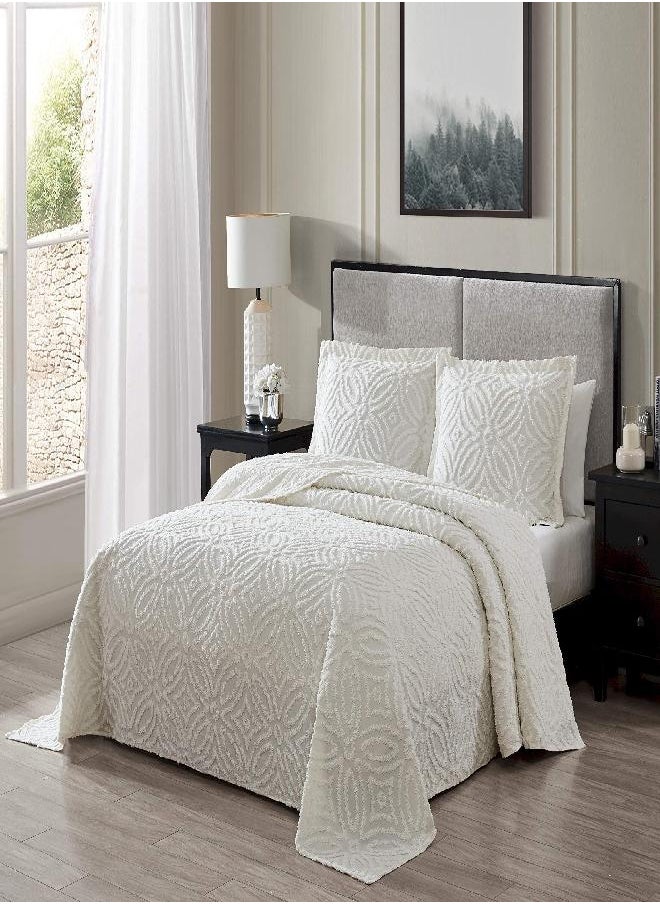 Beatrice Home Fashions - Beatrice Home Fashions Wedding Ring Chenille Bedspread, King, Ivory - Image 1