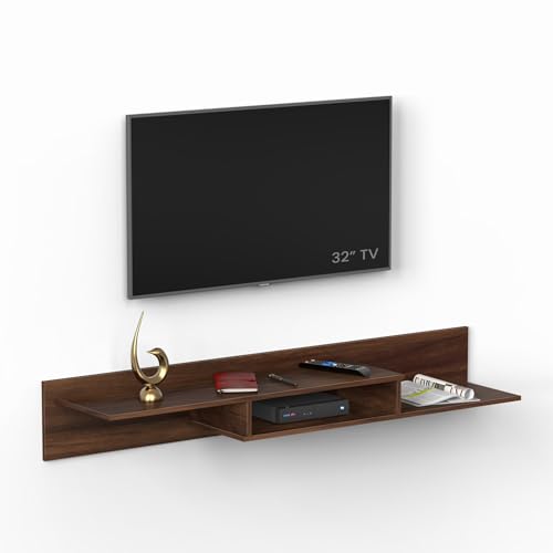 BLUEWUD Millie Engineering Wood Wall Mount TV Entertainment Unit Set Top Box Stand/TV Cabinet Panel with Shelves for Books & Décor Display Unit Bed Living Room Upto 50 Inches (Brown Maple) - Image 4