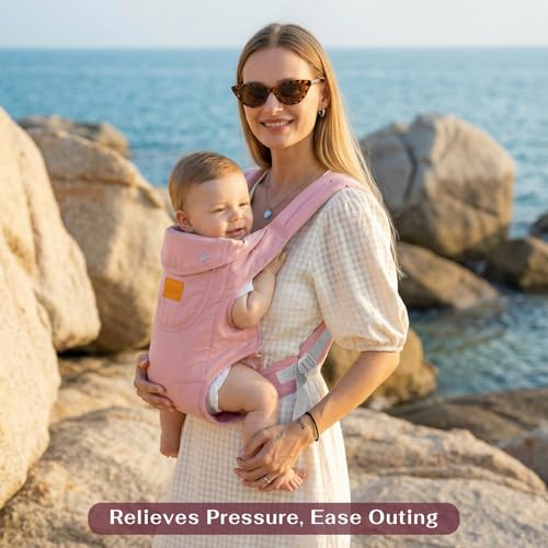 Shiaon Baby Carrier Newborn to Toddler(8-30lbs), Toddler Carrier Baby Holder Carrier with Adjustable Shoulder Strap, Chest Carriers, Pink - Image 2