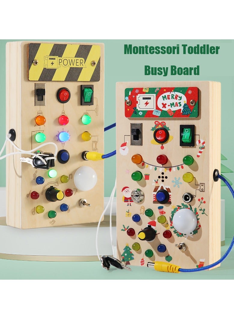 NIBEMINENT Montessori Toddler Busy Board, Baby Wooden Busy Board with 8 LED Light switches, Sensory Toys Light Switch Toys Travel Toys for 1+ Year Old Baby and Toddler - Image 3