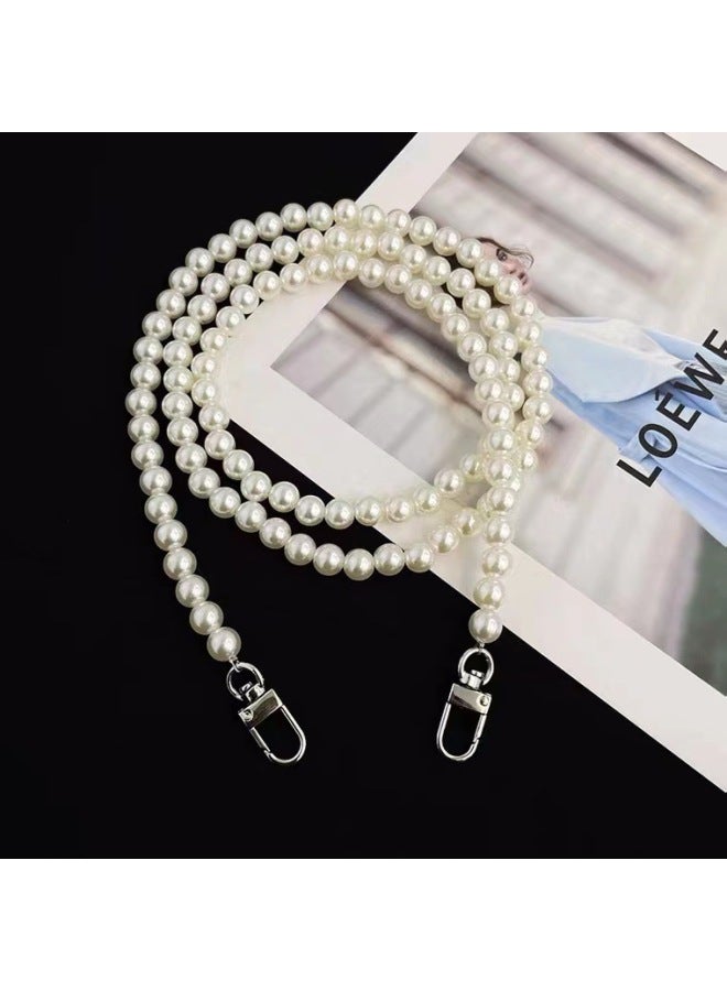 Mobile Phone Lanyard Highlight Imitation Pearl Crossbody Chain Elegant Women's Internet Celebrity Water Cup Chain Bag Chain Removable Mobile Phone Chain Trendy-Specifications Support Image Upload:8MM Pearl Slung Chain "silver Key Chain" 110CM - Image 3