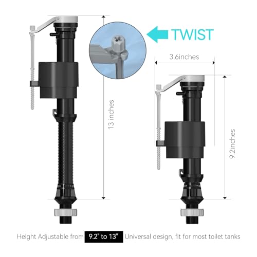 RT R&T Toilet Fill Valve A1320, Toilet Repair Kit Inside Tank, Universal Toilet Replacement Kit, Quiet and Fast Fill Water, Height Adjustable, Easy to Install - Image 4