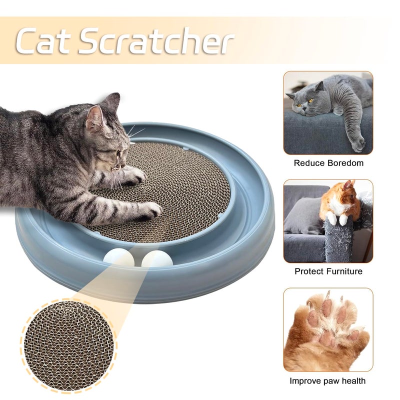 LYCTDD Interactive Cat Ball Track Toy for Indoor Cats, Cat Scratching Board & Exercise Set for Bored Indoor Adult and Kitten Mental & Physical Stimulation, with Spare Ball to Prevent Loss (Grey) - Image 2